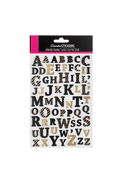 OEM Autocolante Negre Aurii Litere Alfabet Englez cu Efect de Piele - 68buc