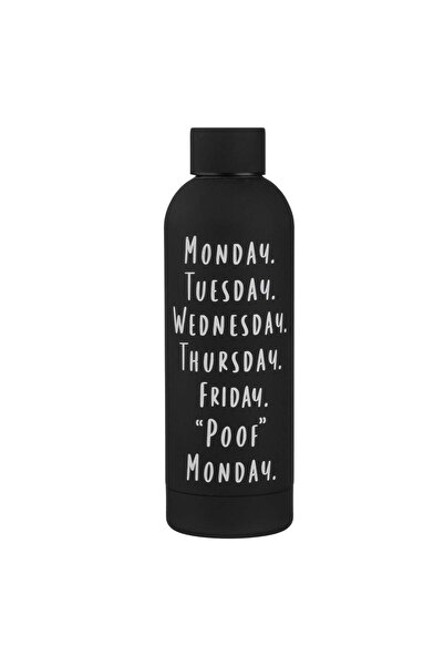 OEM Matte Black Stainless Steel Insulated Bottle "Poof Monday" 520ml