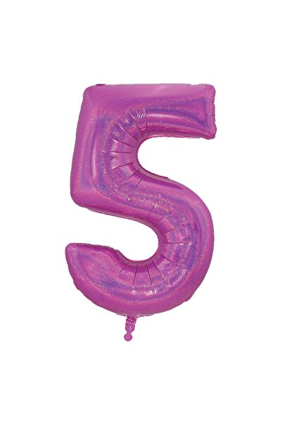 OEM Balon de Petrecere din Folie Metalizata Fucsia Holografica Nr.5 - 60cm