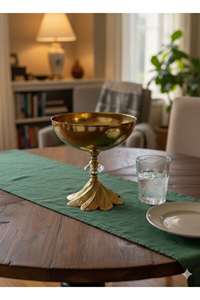 ÖZBURAK Metal Ayaklı Gold Dekoratif Obje Biblo Salon Aksesuarı Çap:16cm Gold