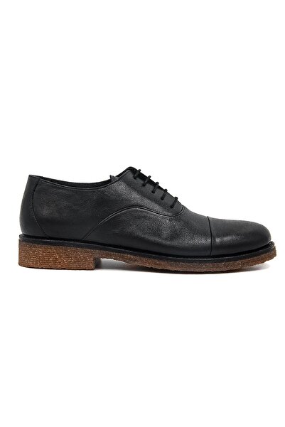 VİYA 447 Men's Genuine Leather Rubber Classic Shoes - Black