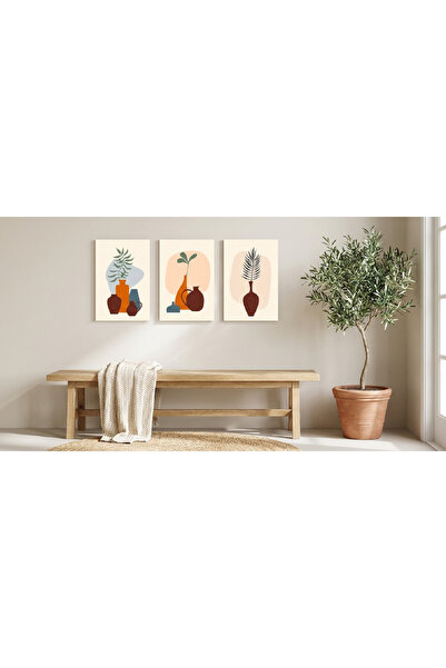 Nova Magnet Σετ ζωγραφικής 3 τεμαχίων αφηρημένου βοτανικού βάζου από ξύλο - Ε...