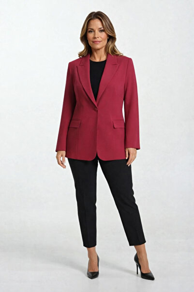Spazio Sanfelice Klasik Yaka Tek Düğme Ceket BORDO