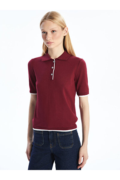 LC Waikiki Burgundy Polo Neck Women's Knitwear Sweater