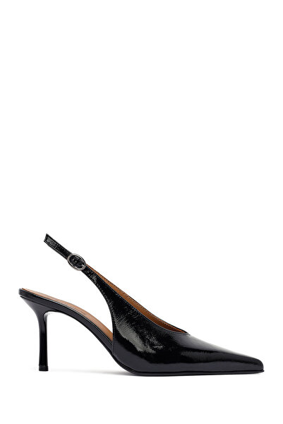 Derimod Women's Black Open-Back Thin Heeled Leather Shoes 25Afd130516