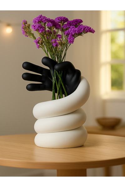 Generica Heykelsi El Tasarımlı 3D Baskı Vazo – Siyah, Turuncu, Beyaz, Pembe R...