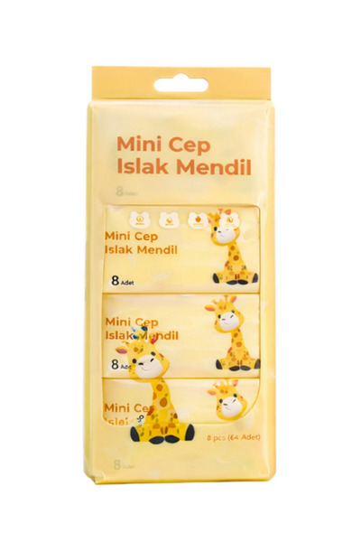Genel Markalar Mis Kokulu 8'li Mini Islak Mendil - Evde - Okulda - Ofiste 1.Kalite Figürlu Islak Mendil