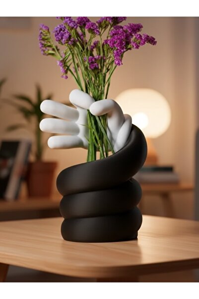Generica Heykelsi El Tasarımlı 3D Baskı Vazo – Siyah, Turuncu, Beyaz, Pembe R...