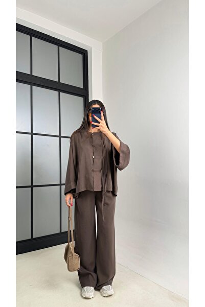 Gaus Kahve Püsküllü Muadil Modal Takım GAUS-00998