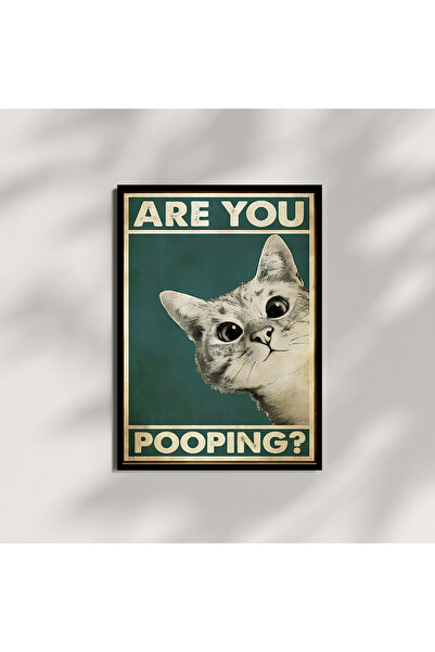 Kracket Are You Pooping Banyo Tuvalet Kedi Çerçeveli Tablo Dekorasyon Poster ...