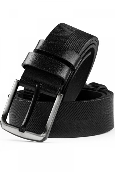 DeepSEA Black 100% Genuine Leather Sports Belt with Adjustable Buckle 2602670