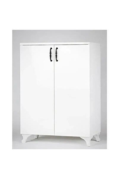 Dolap Dünyası Beyaz Kapaklı Çok Amaçlı Dolap | 4 Raflı Ayaklı Mutfak Banyo Ki...