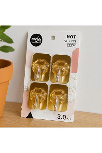 Generic Strong Golden Adhesive Hooks - 4 Pieces