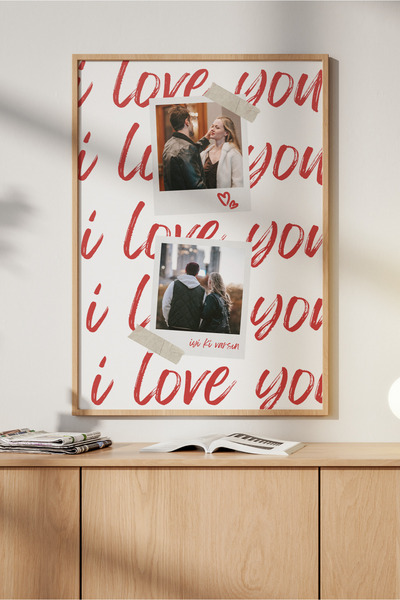 Sürpriz Vakti Sevgililer Gününe Özel Polaroid Fotoğraf Posteri | İki Fotoğraf...