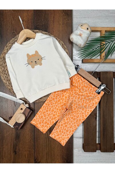 Kids Kingdom Cotton Cat Patterned 2-Piece Baby Girl Set