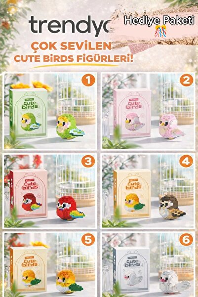 HOME365 Cute Birds Sevim Kuş Yapı Blokları 3d Kuş puzzle Kanatları Açılan Model