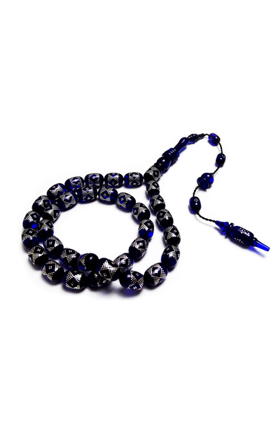 Tesbih Ruyasi Intensely Silver-Embroidered Mastercrafted Amber Prayer Beads