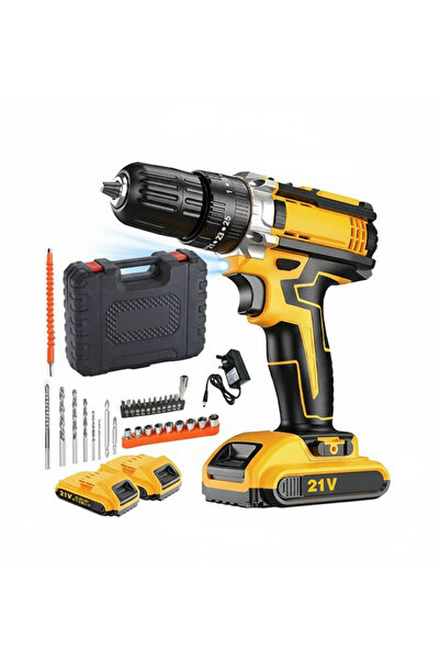 Generic 21V Cordless Hammer Drill and Screwdriver - Professional with 2 Batte...