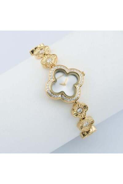 Brosha Women's Watch with Rose Design and Gold Bracelet