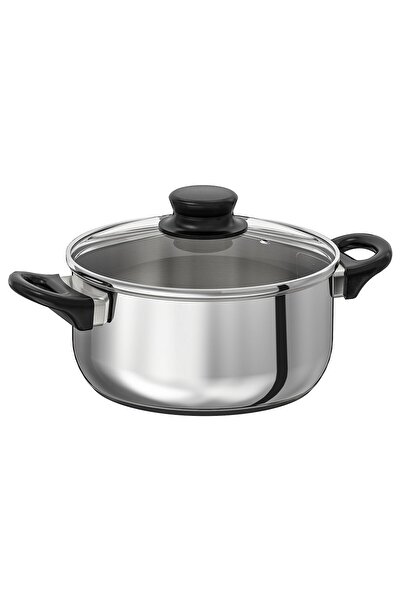 IKEA Oală cu capac, sticlă/oțel inoxidabil, 2,8 l