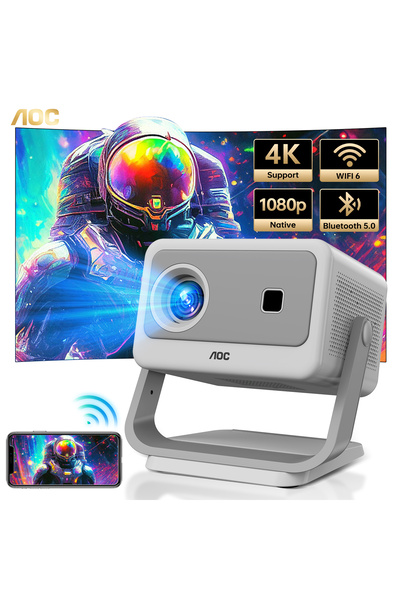 Aoc جهاز عرض محمول بدقة 1080 بكسل، سطوع 12000 لومن، يدعم دقة 4K، شاشة 300 بوص...