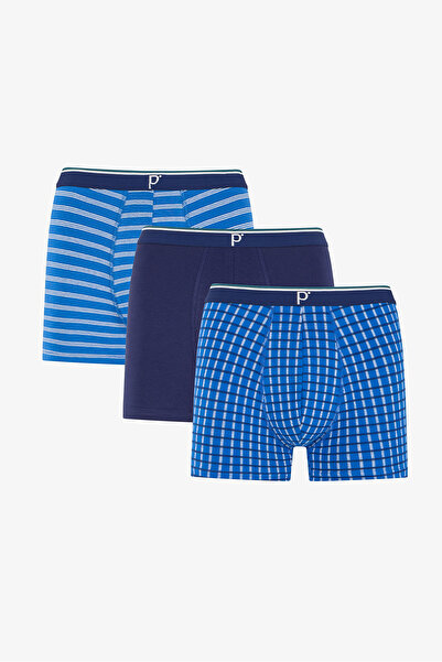 Penti Men's Colorful Blue Check Multi-Boxer Briefs