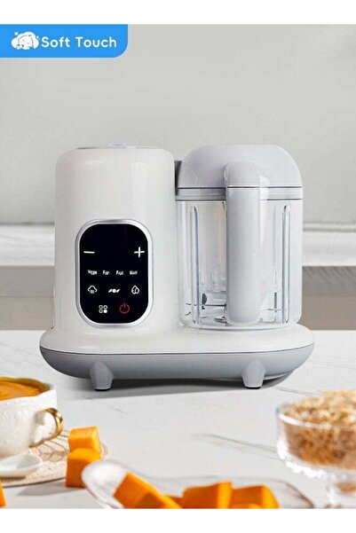 Soft Touch جهاز تحضير طعام الأطفال الأبيض، محضر طعام للأطفال الصغار، طهي وطحن...