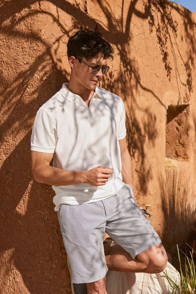 ALTINYILDIZ CLASSICS Чоловіча біла футболка-поло з облягаючим коміром