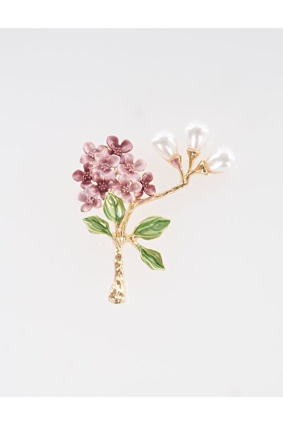 Kayra İnci Detaylı Broş Gold