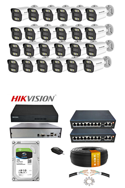 Hsc bilişim 24'Lü 5Mp (4K) Ip Kamera Seti | Poe | Hikvision Nvr | İç/Dış Meka...