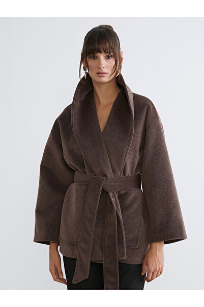 LC Waikiki Double-Breasted Collar Women's Plush Coat