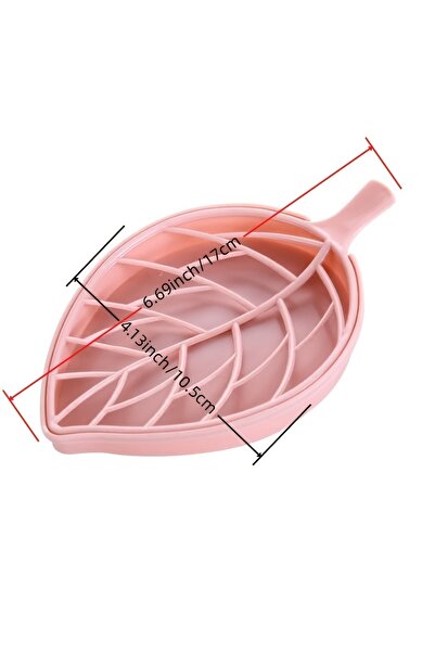 Choice Pink Leaf-Shaped Soap Dish 2 Layers Drain Soap Box Bathroom Dish Plate...