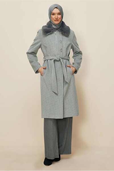 Alvina Belted Checked Coat 90633