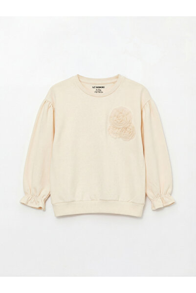 LC Waikiki Rmz Gi̇yi̇m Farkiyla Zero Roba Collar Flower Appliqué Girls' Sweat...