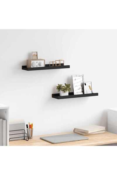 vidaxl Picture Frame Ledge Shelves 2 pcs Black 40x9x3 cm MDF