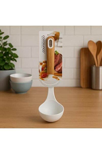 Generic Silicone Non-Stick Soup Spoon with Wooden Handle