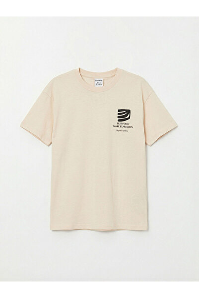 LC Waikiki تي شيرت للأولاد من مجموعة إلسيفا باللون البيج المطبوع