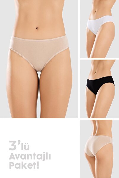 BAYKAR Жіночі бавовняні трусики Basic Slip, 3 шт. в упаковці, 8500 Кольорові