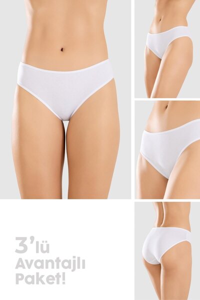 BAYKAR Women's Cotton Basic Slip Panties 3 Pack 8500 White