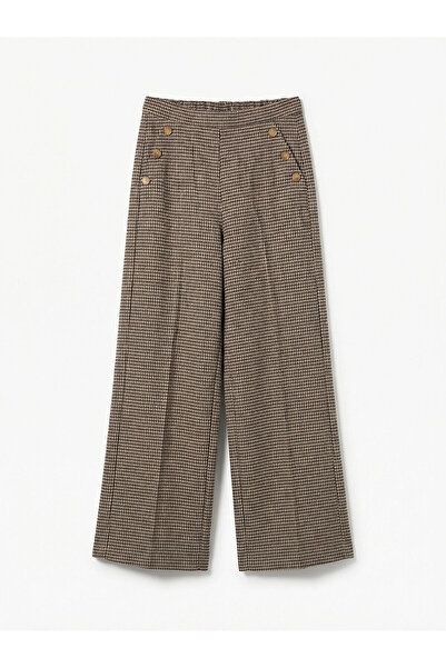 LC Waikiki Beige Girls' Houndstooth Patterned Pants