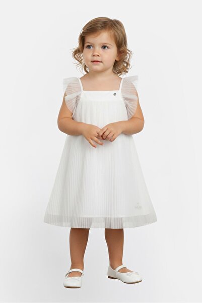 Lili Gaufrette Toddlers Girl Textured Sleeveless Dress, White
