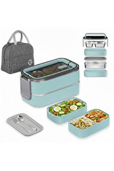 AlsayedP 1400ml Double Layer Bento Lunch Box 304 Stainless Steel Food Contain...