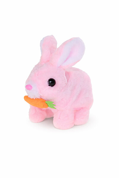 Intrio Pilli Sesli Işıklı Zıplayan Havuçlu Tavşan Oyuncak Pembe– Yumuşak Doku...