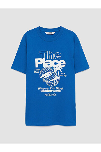 LC Waikiki تي شيرت للأولاد من مجموعة ميرال باللون الأزرق مطبوع عليه كاليفورنيا