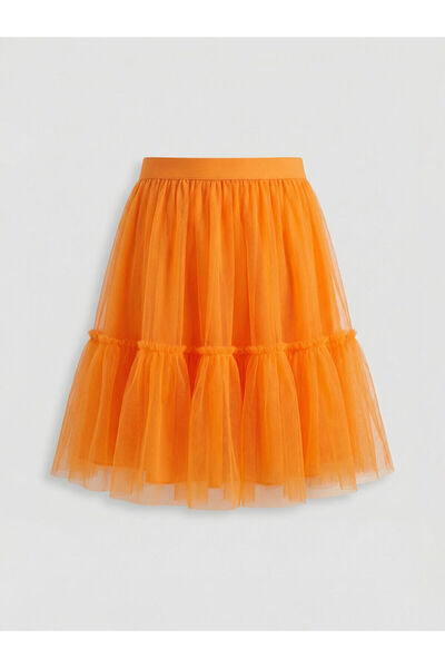 LC Waikiki Turuncu Fırfırlı Kız Çocuk Tütü Etek