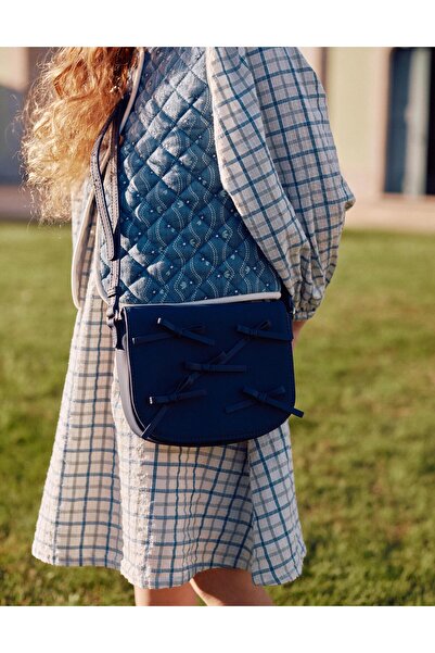 Ziddy Shoulder bag with bow appliqué for girls, dark blue