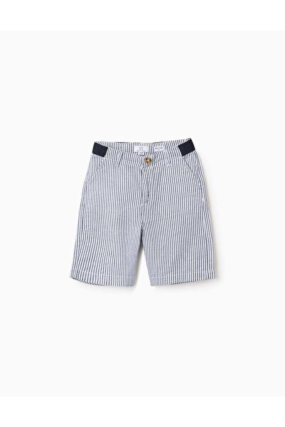 Ziddy شورتات قطنية مخططة للأولاد، أزرق/أبيض