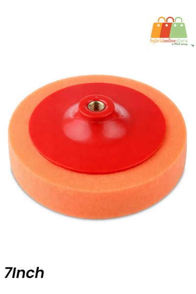 Generic 7 Inch Orange Foam Polishing Pad with Brass Thread Backing for Car Wa...