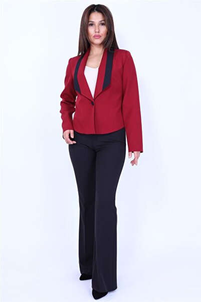 ÖNDER ÖZSOY Paneled Classic Modern Jacket & Elastic Flared Pants Women's Suit...