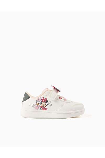 Ziddy حذاء رياضي أبيض مزين بطبعة ميني وديزي للفتيات الصغيرات